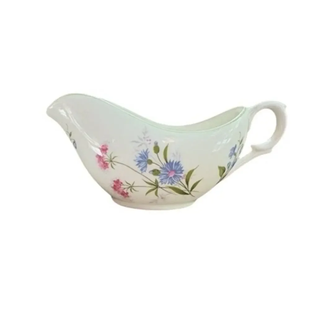 Staffordshire Mini Gravy Boat & Plate Wildflowers Sauce Cottagecore Farmhouse